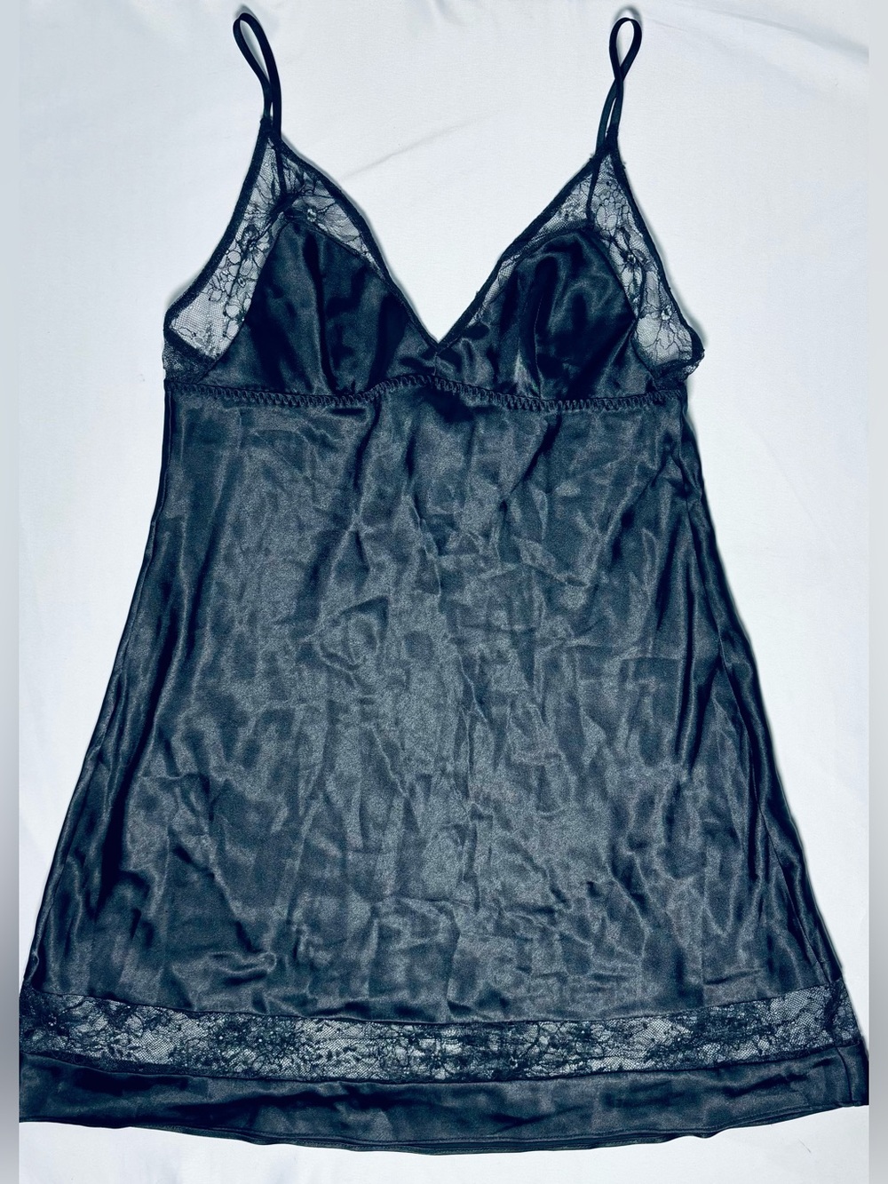 Victoria's Secret Lace Trim Slip Dress Women's Medium Black NEW w Tags
